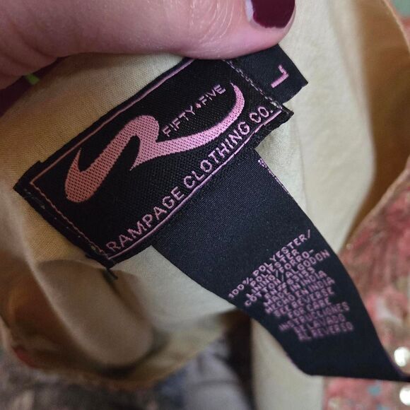 y2k Rampage Bohemian printed sequin v neck Blouse boho - Picture 4 of 4